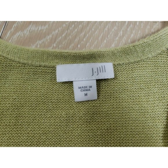 J Jill Medium Lightweight Open Cardigan Linen Cotton Modal Pea Green Women's - Picture 4 of 9